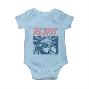 Liberty Resist Baby Onesie Feminist Bubblegum Statue of Liberty Retro Graphic TS02 Light Blue Print Your Wear