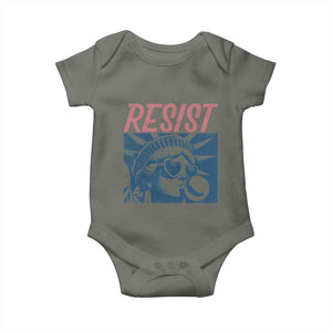 Liberty Resist Baby Onesie Feminist Bubblegum Statue of Liberty Retro Graphic TS02 Military Green Print Your Wear