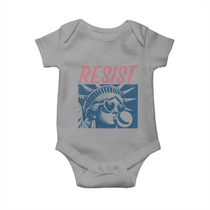 Liberty Resist Baby Onesie Feminist Bubblegum Statue of Liberty Retro Graphic TS02 Sport Gray Print Your Wear