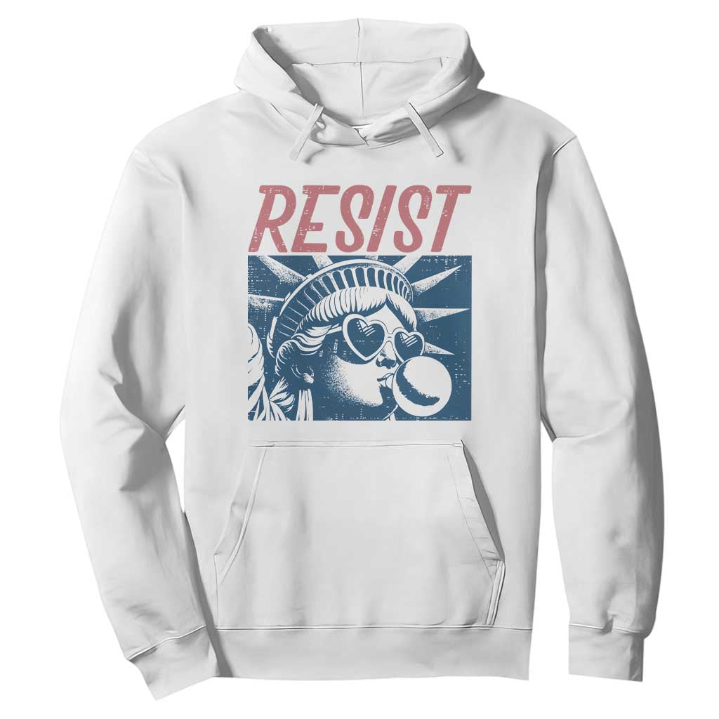 Liberty Resist Hoodie Feminist Bubblegum Statue of Liberty Retro Graphic TS02 White Print Your Wear