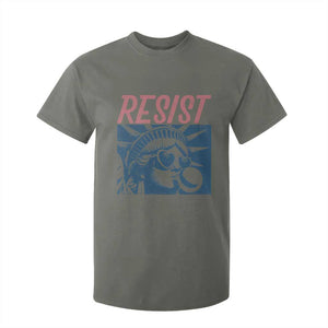 Liberty Resist T Shirt For Kid Feminist Bubblegum Statue of Liberty Retro Graphic TS02 Military Green Print Your Wear