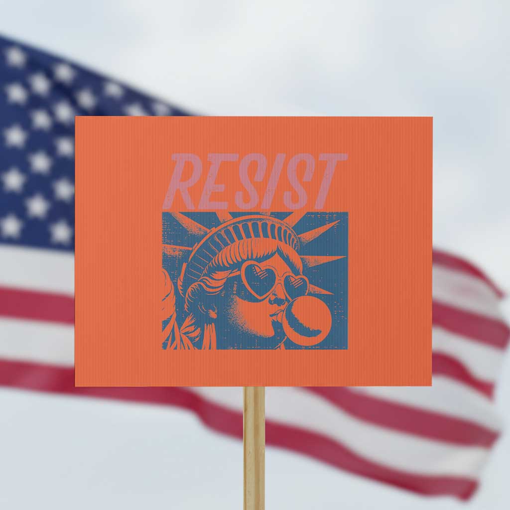 Liberty Resist Protest Sign Feminist Bubblegum Statue of Liberty Retro Graphic TS02 Horizontal 18