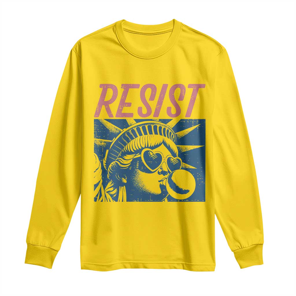 Liberty Resist Long Sleeve Shirt Feminist Bubblegum Statue of Liberty Retro Graphic TS02 Daisy Print Your Wear