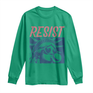 Liberty Resist Long Sleeve Shirt Feminist Bubblegum Statue of Liberty Retro Graphic TS02 Irish Green Print Your Wear