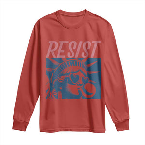 Liberty Resist Long Sleeve Shirt Feminist Bubblegum Statue of Liberty Retro Graphic TS02 Red Print Your Wear
