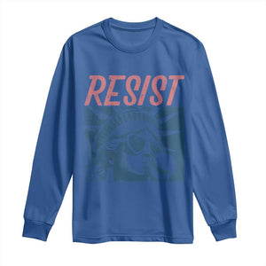 Liberty Resist Long Sleeve Shirt Feminist Bubblegum Statue of Liberty Retro Graphic TS02 Royal Blue Print Your Wear