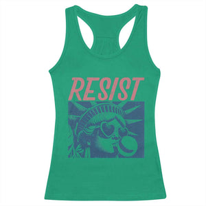 Liberty Resist Racerback Tank Top Feminist Bubblegum Statue of Liberty Retro Graphic TS02 Irish Green Print Your Wear