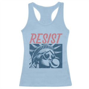 Liberty Resist Racerback Tank Top Feminist Bubblegum Statue of Liberty Retro Graphic TS02 Light Blue Print Your Wear