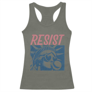 Liberty Resist Racerback Tank Top Feminist Bubblegum Statue of Liberty Retro Graphic TS02 Military Green Print Your Wear