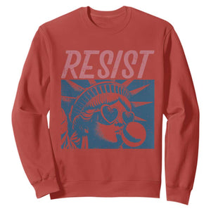 Liberty Resist Sweatshirt Feminist Bubblegum Statue of Liberty Retro Graphic TS02 Red Print Your Wear