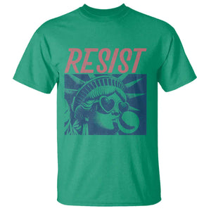 Liberty Resist T Shirt Feminist Bubblegum Statue of Liberty Retro Graphic TS02 Irish Green Print Your Wear