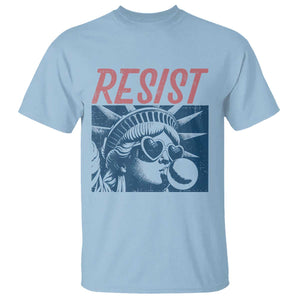 Liberty Resist T Shirt Feminist Bubblegum Statue of Liberty Retro Graphic TS02 Light Blue Print Your Wear