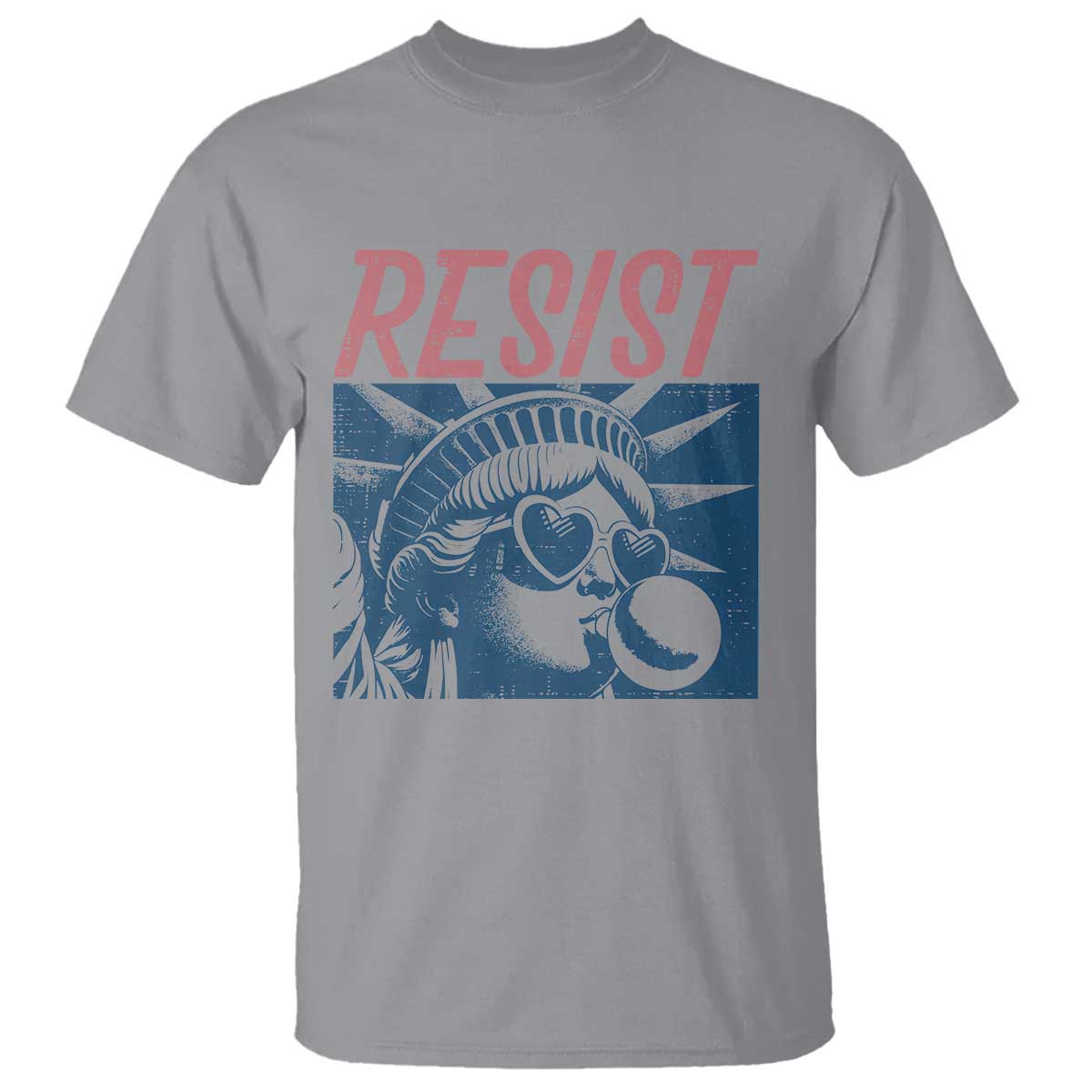 Liberty Resist T Shirt Feminist Bubblegum Statue of Liberty Retro Graphic TS02 Sport Gray Print Your Wear