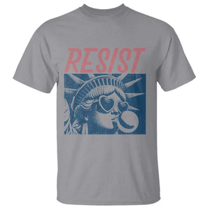 Liberty Resist T Shirt Feminist Bubblegum Statue of Liberty Retro Graphic TS02 Sport Gray Print Your Wear
