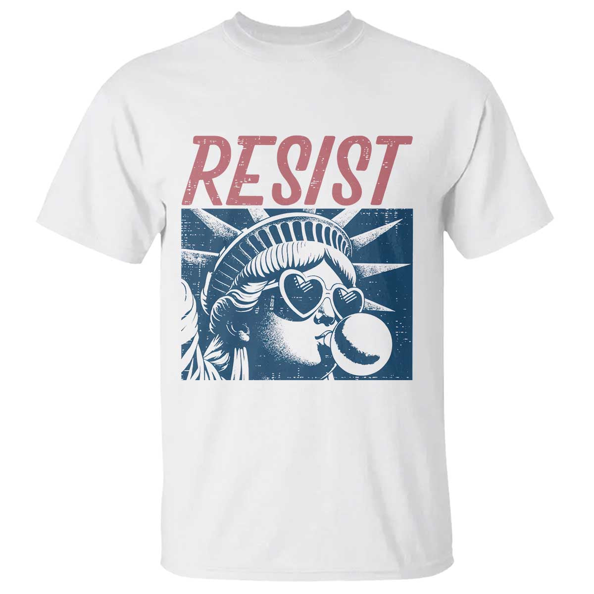 Liberty Resist T Shirt Feminist Bubblegum Statue of Liberty Retro Graphic TS02 White Print Your Wear
