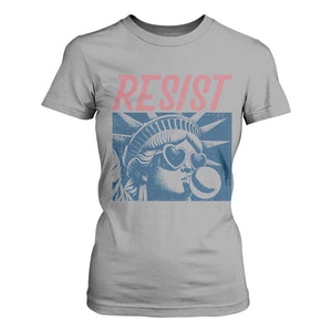 Liberty Resist T Shirt For Women Feminist Bubblegum Statue of Liberty Retro Graphic TS02 Sport Gray Print Your Wear