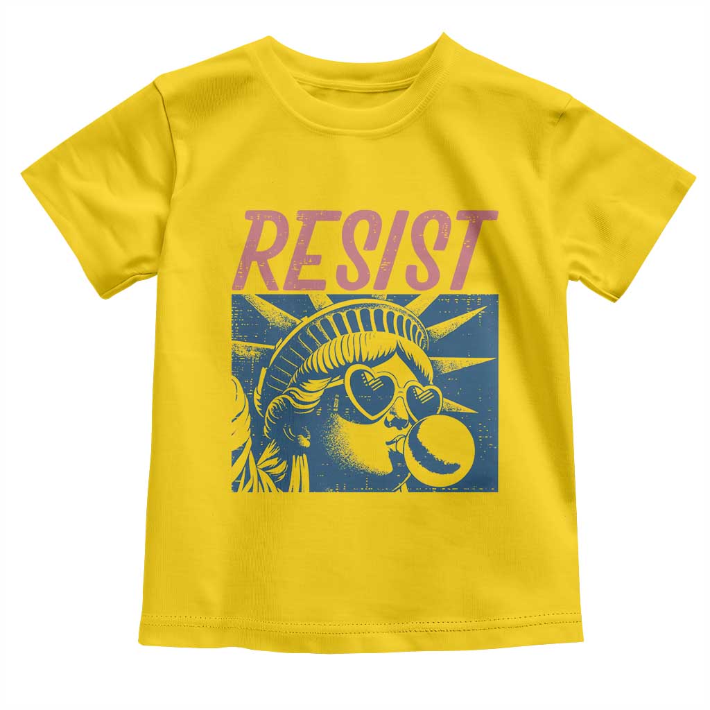 Liberty Resist Toddler T Shirt Feminist Bubblegum Statue of Liberty Retro Graphic TS02 Daisy Print Your Wear
