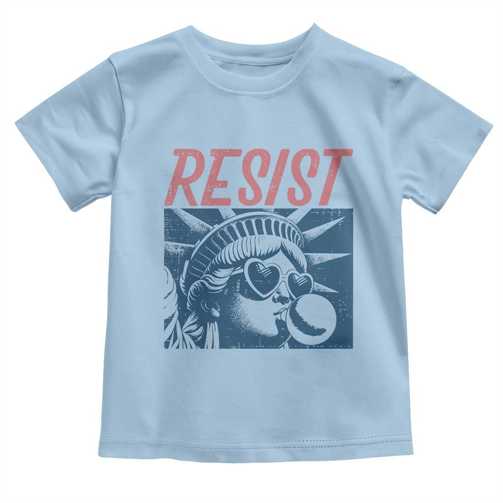 Liberty Resist Toddler T Shirt Feminist Bubblegum Statue of Liberty Retro Graphic TS02 Light Blue Print Your Wear