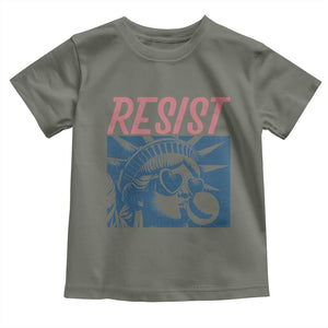 Liberty Resist Toddler T Shirt Feminist Bubblegum Statue of Liberty Retro Graphic TS02 Military Green Print Your Wear