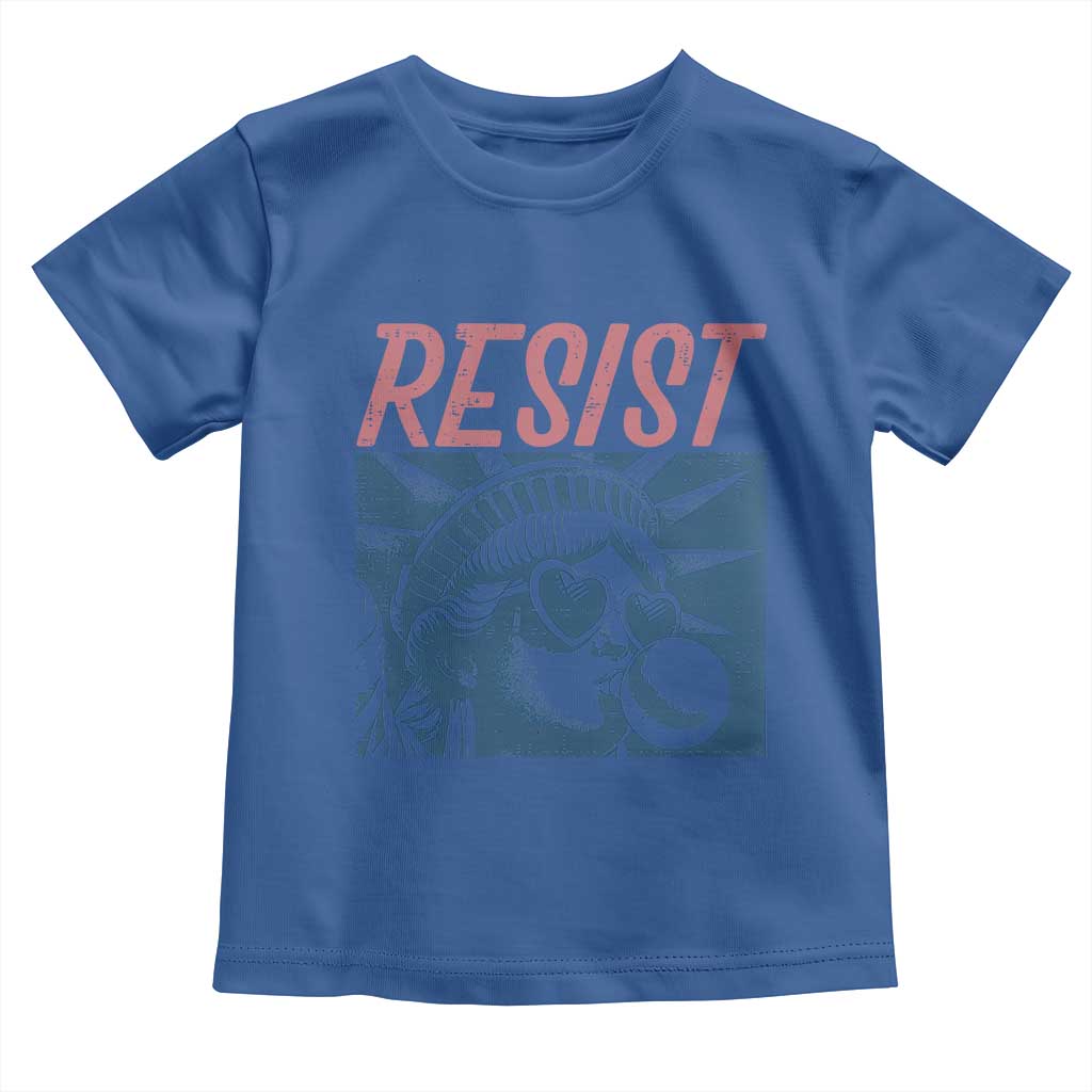 Liberty Resist Toddler T Shirt Feminist Bubblegum Statue of Liberty Retro Graphic TS02 Royal Blue Print Your Wear