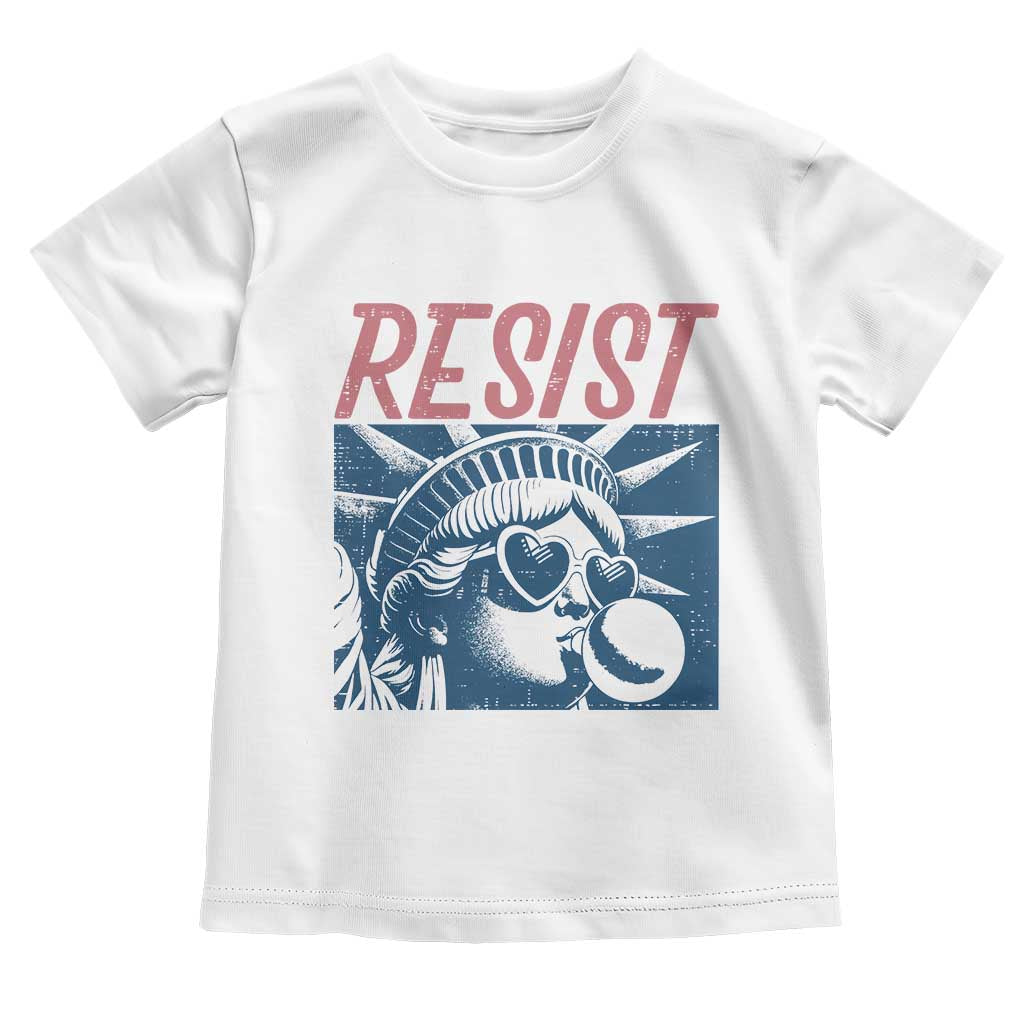 Liberty Resist Toddler T Shirt Feminist Bubblegum Statue of Liberty Retro Graphic TS02 White Print Your Wear
