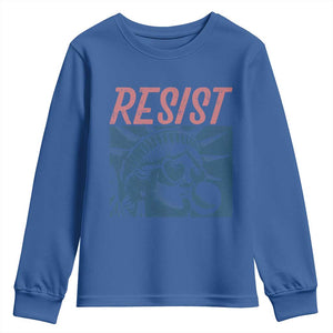 Liberty Resist Youth Sweatshirt Feminist Bubblegum Statue of Liberty Retro Graphic TS02 Royal Blue Print Your Wear