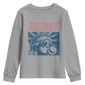 Liberty Resist Youth Sweatshirt Feminist Bubblegum Statue of Liberty Retro Graphic TS02 Sport Gray Print Your Wear