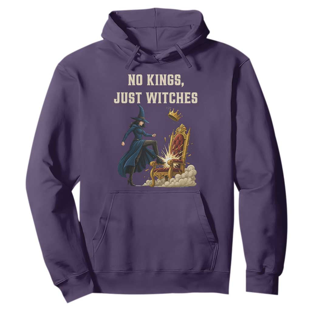 No Kings Just Witches Hoodie Feminist Witch Kicking Throne Protest TS02 Purple Print Your Wear