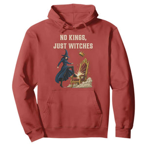 No Kings Just Witches Hoodie Feminist Witch Kicking Throne Protest TS02 Red Print Your Wear