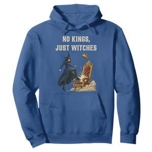 No Kings Just Witches Hoodie Feminist Witch Kicking Throne Protest TS02 Royal Blue Print Your Wear