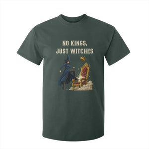 No Kings Just Witches T Shirt For Kid Feminist Witch Kicking Throne Protest TS02 Dark Forest Green Print Your Wear