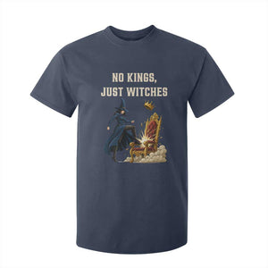 No Kings Just Witches T Shirt For Kid Feminist Witch Kicking Throne Protest TS02 Navy Print Your Wear