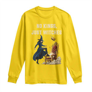 No Kings Just Witches Long Sleeve Shirt Feminist Witch Kicking Throne Protest TS02 Daisy Print Your Wear