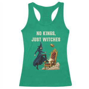 No Kings Just Witches Racerback Tank Top Feminist Witch Kicking Throne Protest TS02 Irish Green Print Your Wear