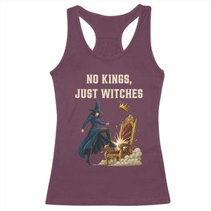 No Kings Just Witches Racerback Tank Top Feminist Witch Kicking Throne Protest TS02 Maroon Print Your Wear