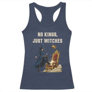 No Kings Just Witches Racerback Tank Top Feminist Witch Kicking Throne Protest TS02 Navy Print Your Wear
