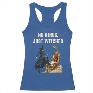 No Kings Just Witches Racerback Tank Top Feminist Witch Kicking Throne Protest TS02 Royal Blue Print Your Wear
