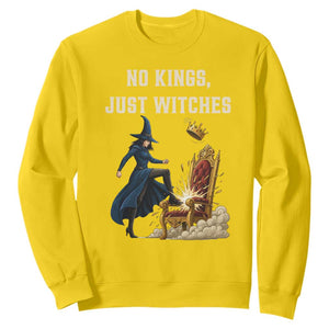 No Kings Just Witches Sweatshirt Feminist Witch Kicking Throne Protest TS02 Daisy Print Your Wear