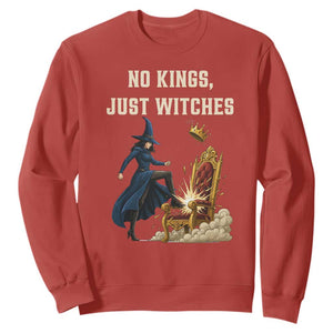 No Kings Just Witches Sweatshirt Feminist Witch Kicking Throne Protest TS02 Red Print Your Wear