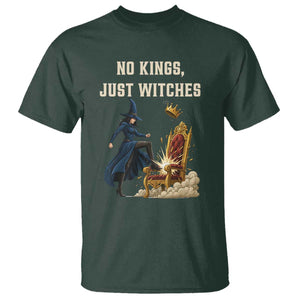 No Kings Just Witches T Shirt Feminist Witch Kicking Throne Protest TS02 Dark Forest Green Print Your Wear