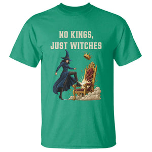 No Kings Just Witches T Shirt Feminist Witch Kicking Throne Protest TS02 Irish Green Print Your Wear