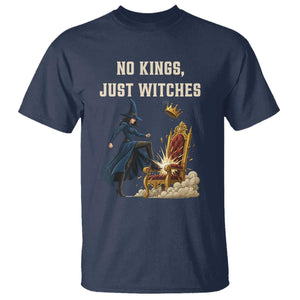 No Kings Just Witches T Shirt Feminist Witch Kicking Throne Protest TS02 Navy Print Your Wear