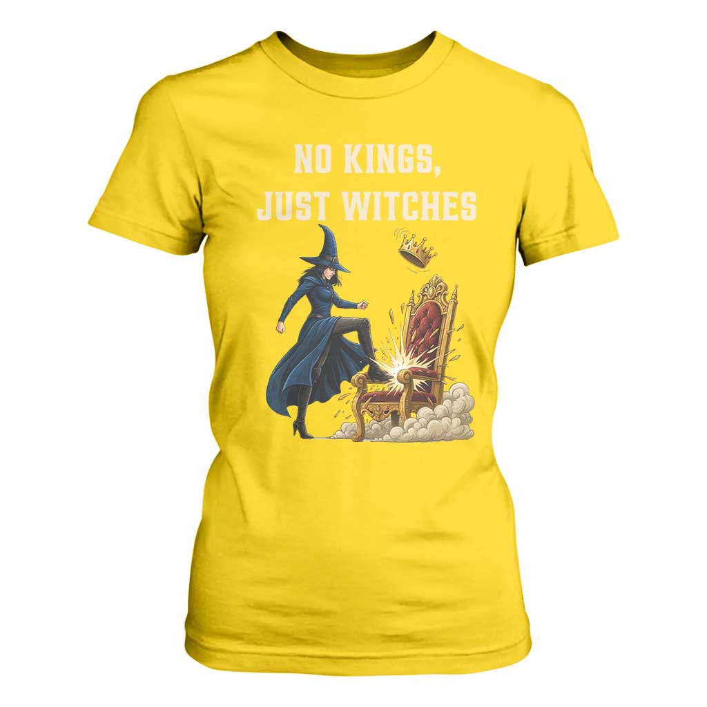 No Kings Just Witches T Shirt For Women Feminist Witch Kicking Throne Protest TS02 Daisy Print Your Wear