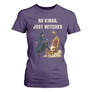 No Kings Just Witches T Shirt For Women Feminist Witch Kicking Throne Protest TS02 Purple Print Your Wear