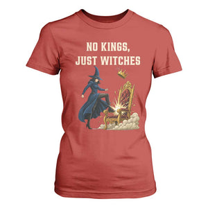 No Kings Just Witches T Shirt For Women Feminist Witch Kicking Throne Protest TS02 Red Print Your Wear