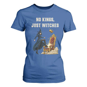 No Kings Just Witches T Shirt For Women Feminist Witch Kicking Throne Protest TS02 Royal Blue Print Your Wear