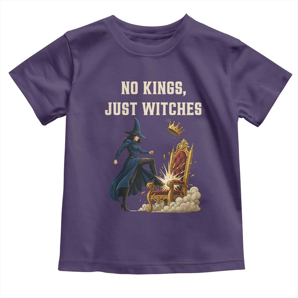 No Kings Just Witches Toddler T Shirt Feminist Witch Kicking Throne Protest TS02 Purple Print Your Wear