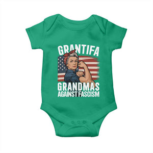 Patriotic Grantifa Baby Onesie Grandmas Against Fascism Protest American Flag TS02 Irish Green Print Your Wear