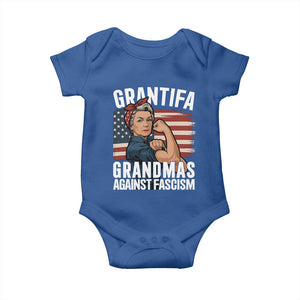 Patriotic Grantifa Baby Onesie Grandmas Against Fascism Protest American Flag TS02 Royal Blue Print Your Wear