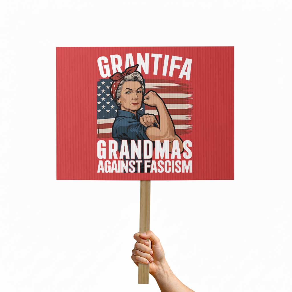 Patriotic Grantifa Protest Sign Grandmas Against Fascism Protest American Flag TS02 Horizontal 18" x 24" Red Print Your Wear